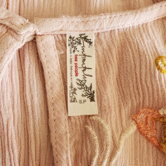 Free People Adelaide Pink Floral Slip Mini Dress Size S Boho Chic Embroidered - Picture 10 of 14